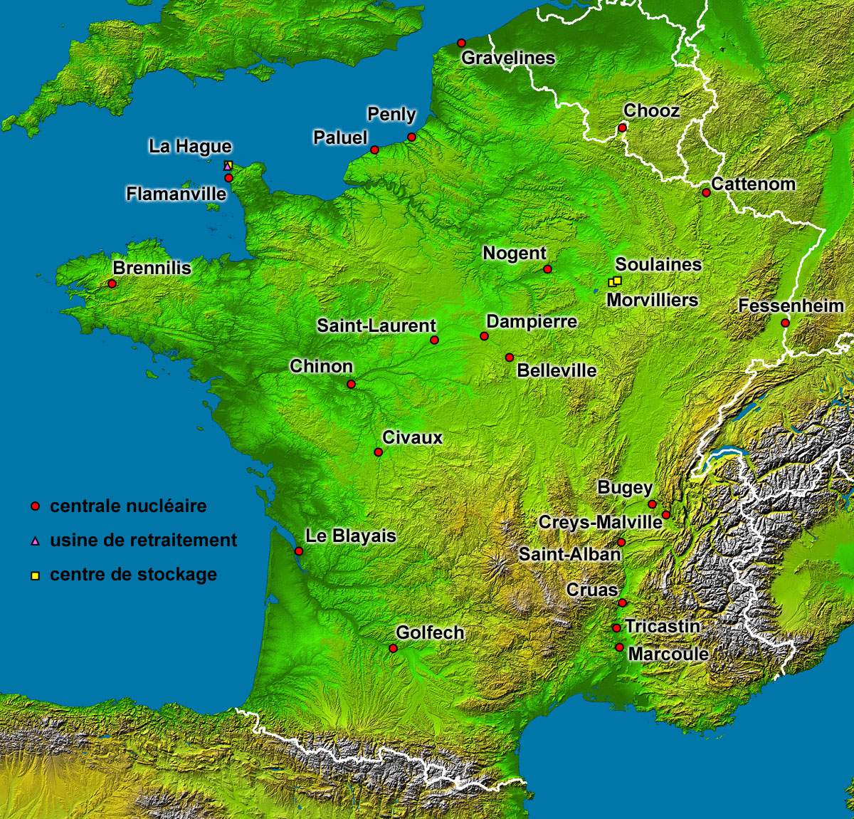 carte nucléaire de France