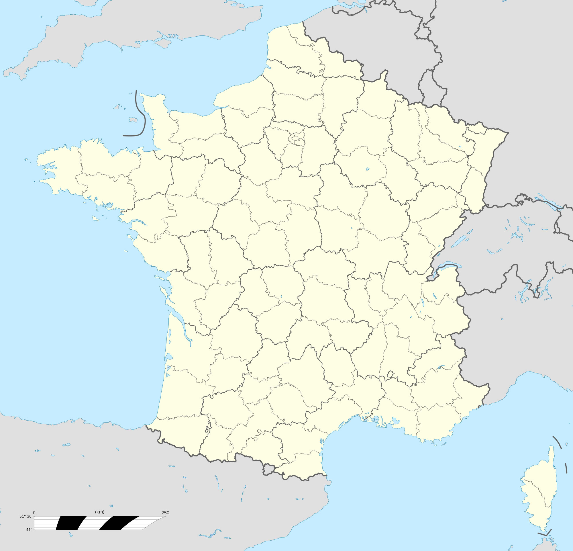 Coloriage carte des départements de la France