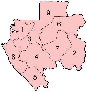 Carte Gabon vierge numéros régions