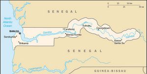 Carte Gambie vierge noms villes