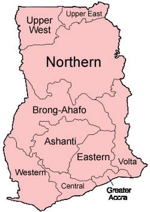 Carte Ghana vierge régions