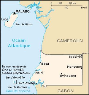 Carte grande villes Guinée équatoriale
