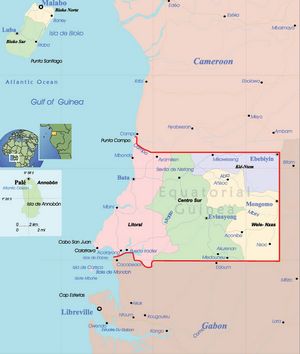 Carte régions Guinée équatoriale