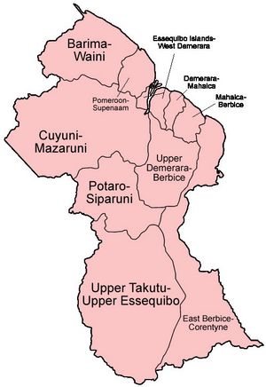 Carte régions Guyana
