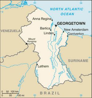 Carte des villes Guyana