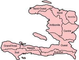 Carte Haïti vierge noms régions