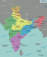 Carte régions Inde couleur