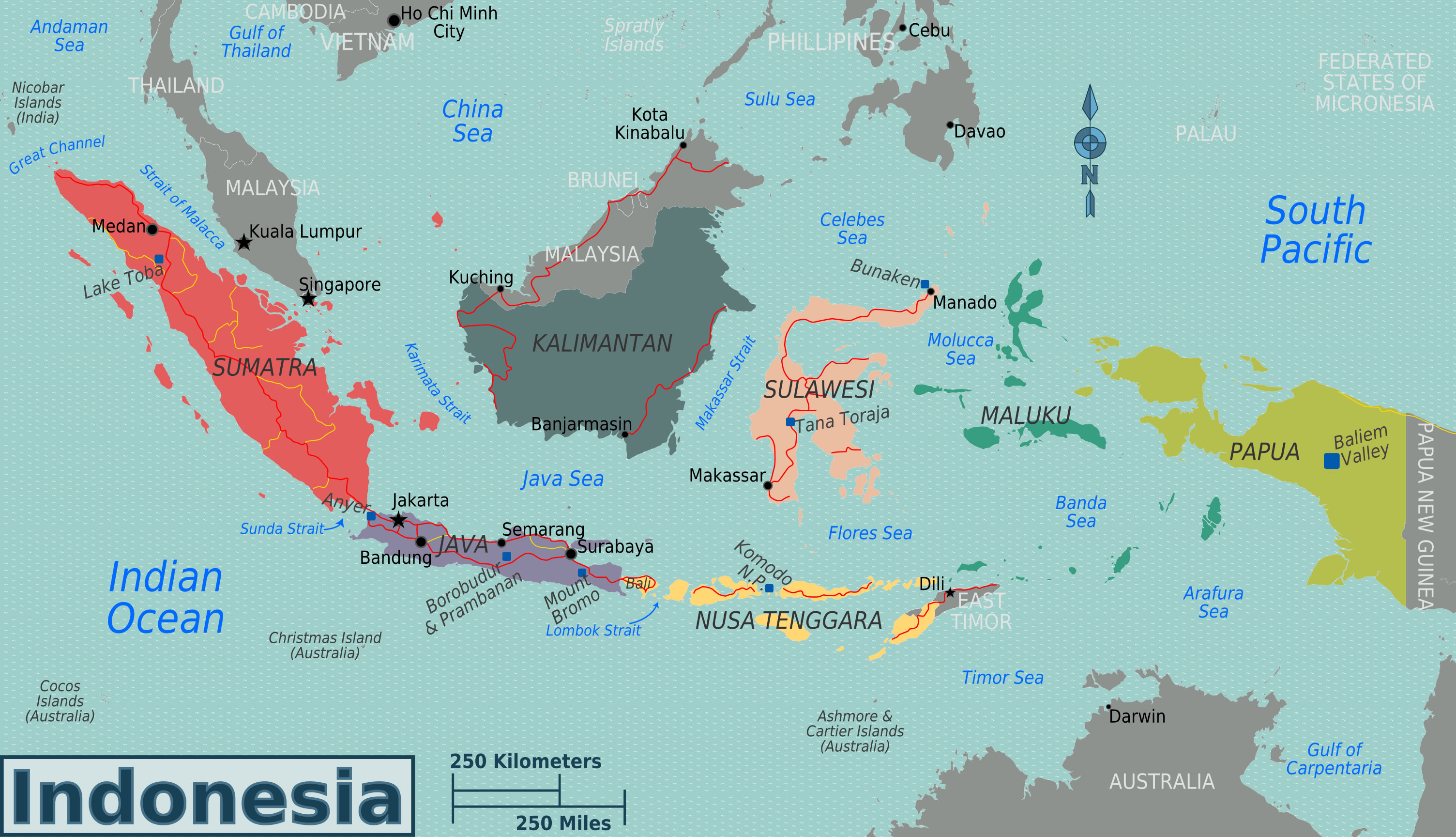 indonesie sur la carte du monde