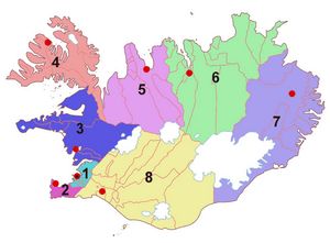 Carte Islande vierge numéros régions
