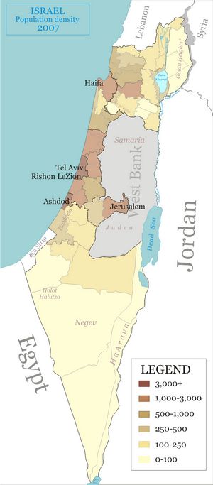 Carte densité population Israël