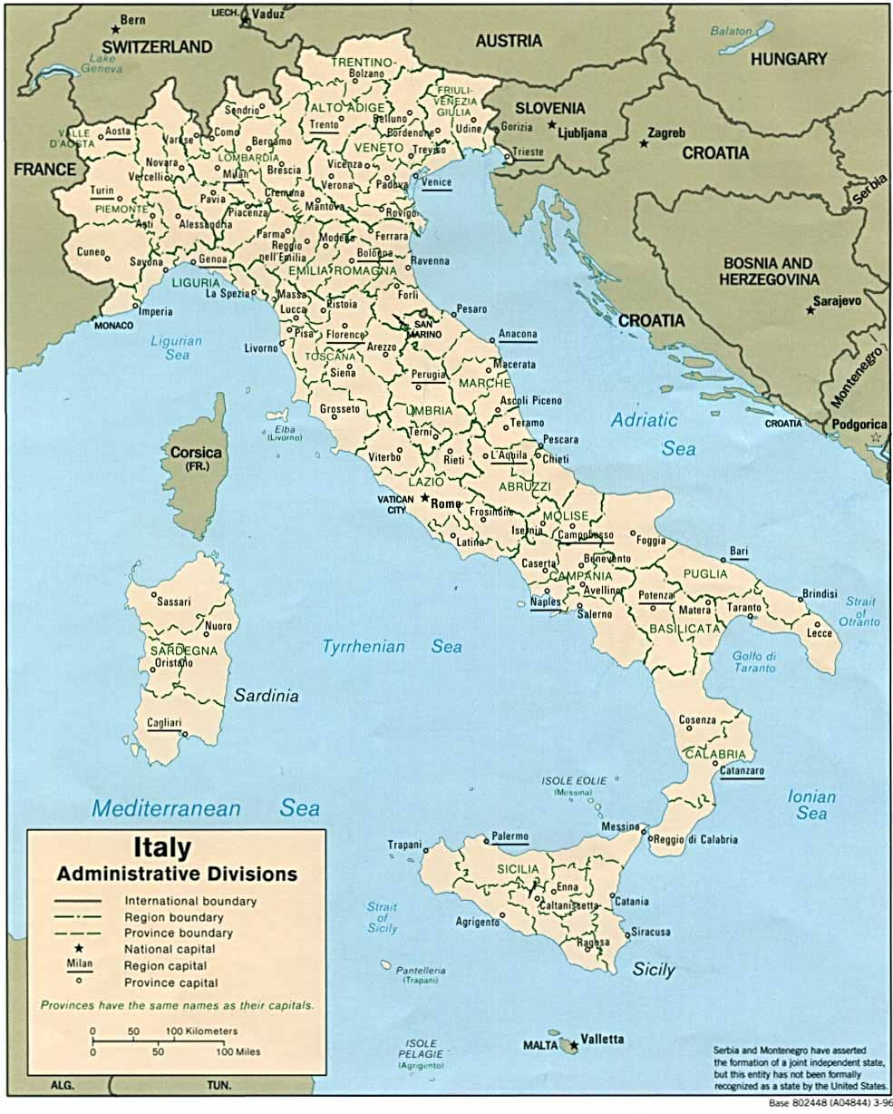 Carte Politique Italie Carte Politique De L Italie