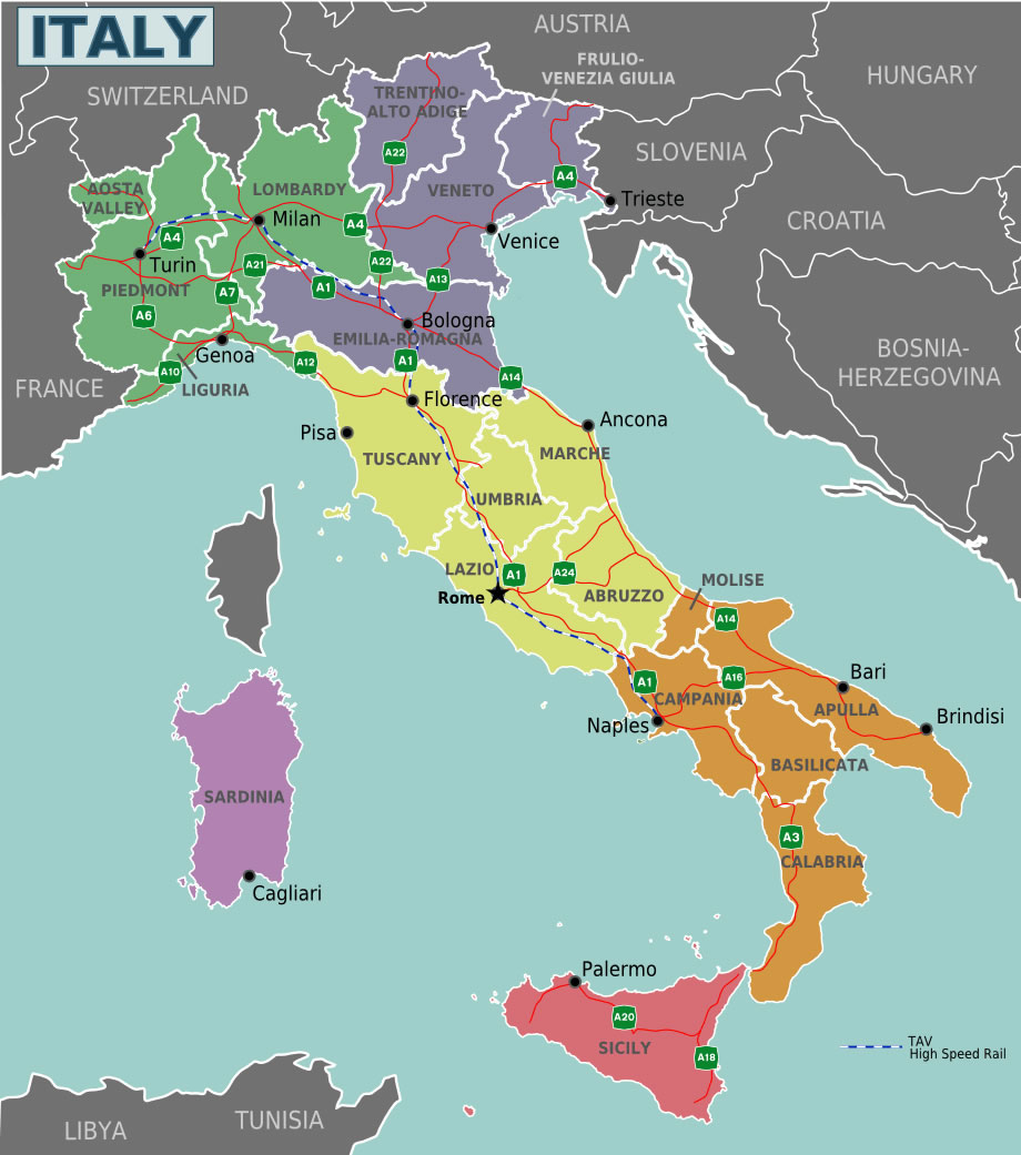 carte du monde italie