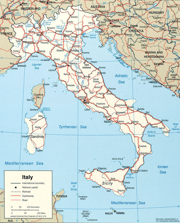 carte-routiere-italie-du-sud