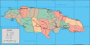 Carte régions Jamaïque