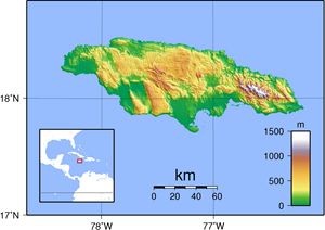 Carte topographique Jamaïque