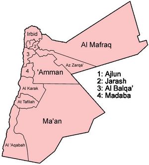 Carte Jordanie vierge régions