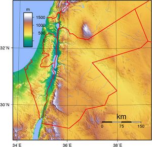 Carte topographique Jordanie