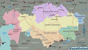 Carte régions Kazakhstan