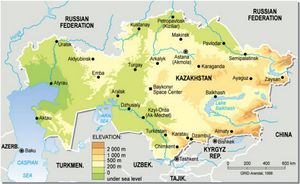 Carte topographique Kazakhstan