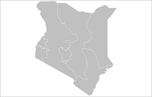 Carte Kenya vierge régions