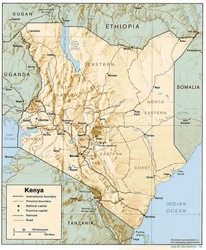 Carte physique Kenya