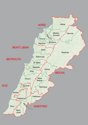 Carte frontières Liban