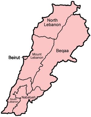 Carte régions Liban