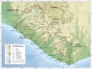 Carte topographique Libéria