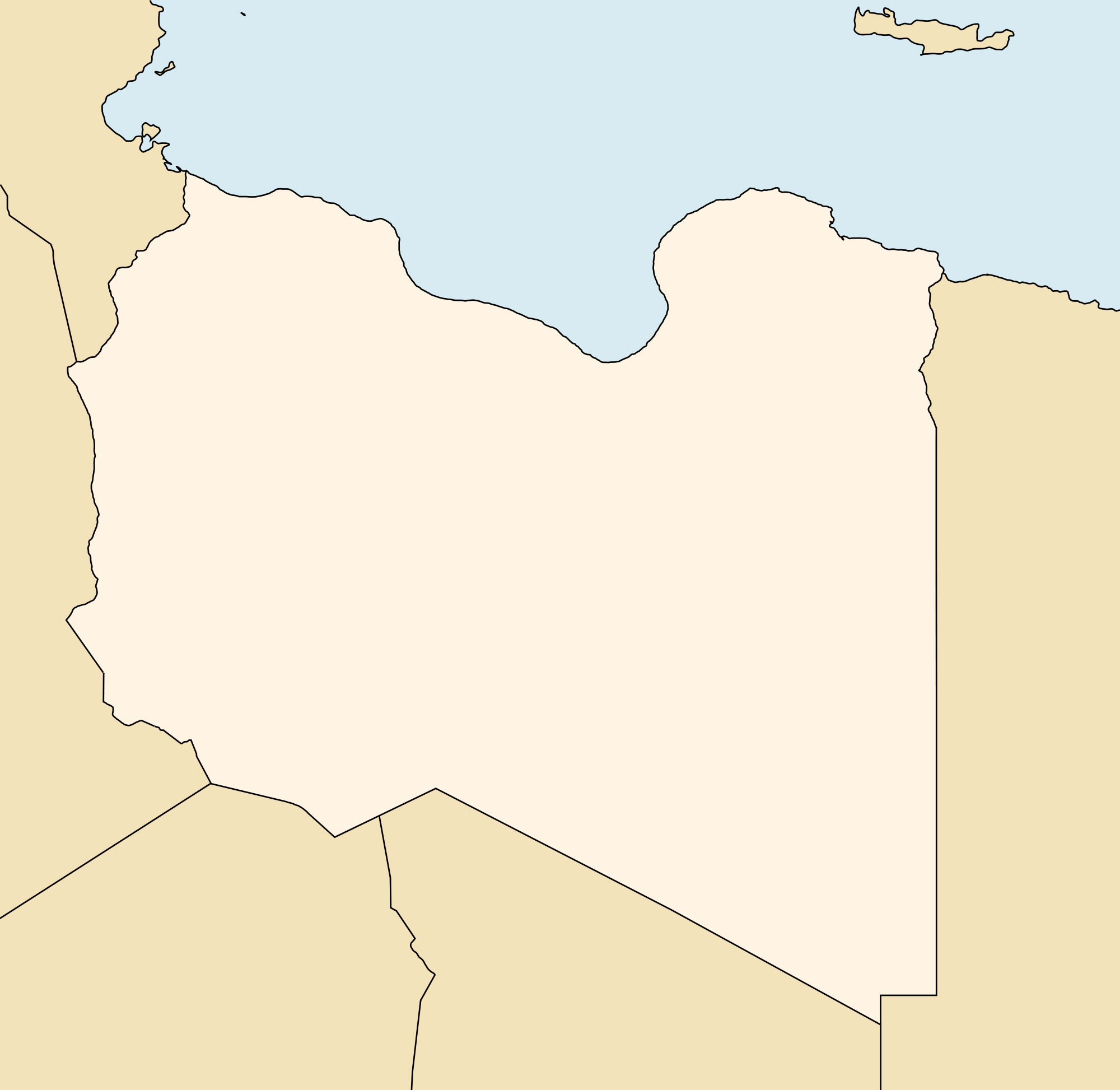 Carte vierge de la Lybie en couleur