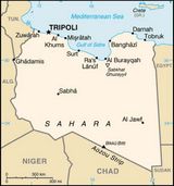 Carte vierge de Lybie avec les noms des villes