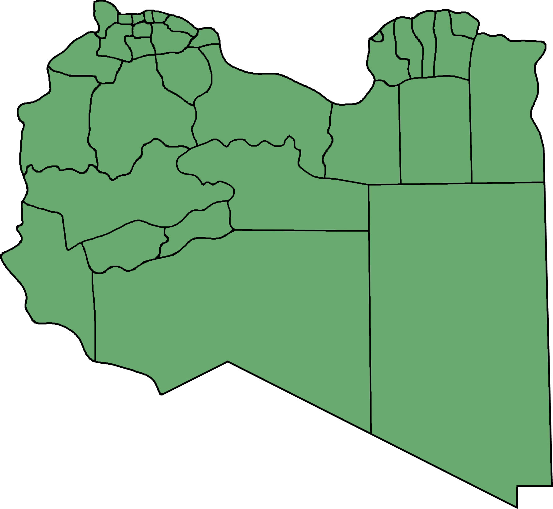 Carte vierge des régions de la Lybie