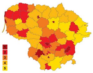 Carte densité population Lituanie
