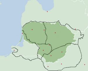 Carte Lituanie vierge régions