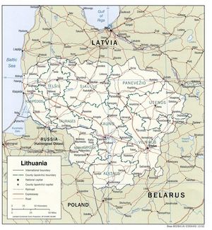 Carte politique Lituanie