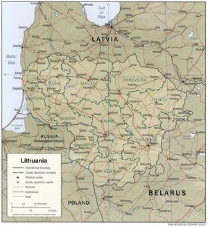 Carte relief Lituanie