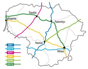 Carte routière Lituanie