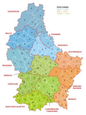 Carte départements Luxembourg