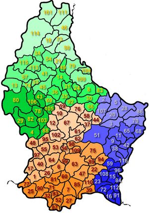 Carte Luxembourg vierge numéros régions