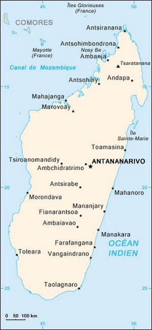 Carte des villes Madagascar