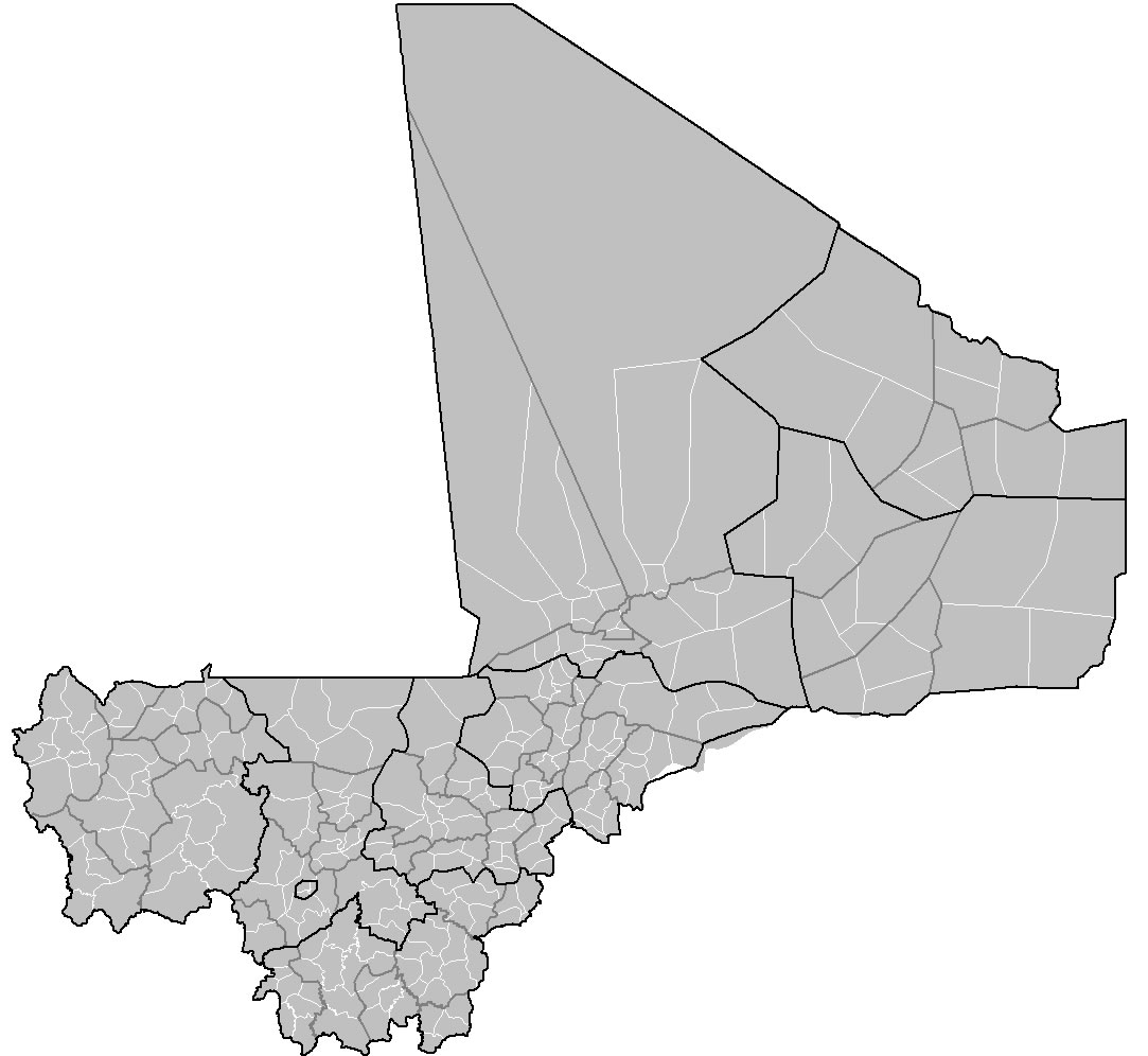 Carte vierge des départements de Mali