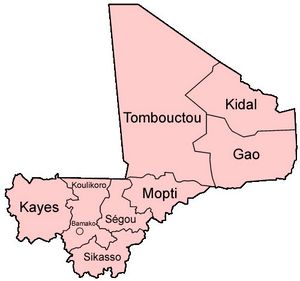 Carte régions Mali couleur