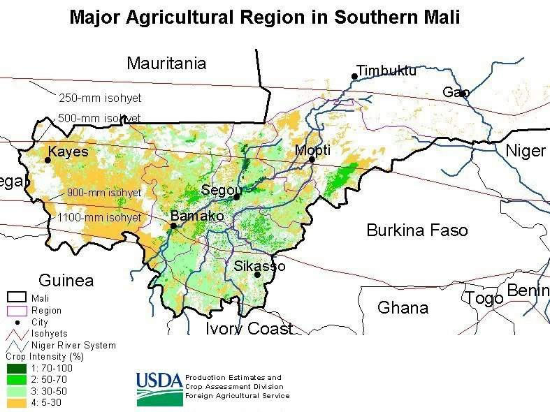 Carte des végétations de Mali