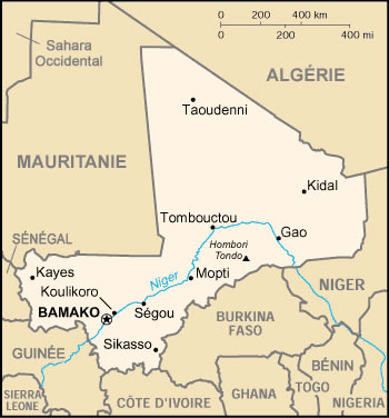 Carte des villes de Mali