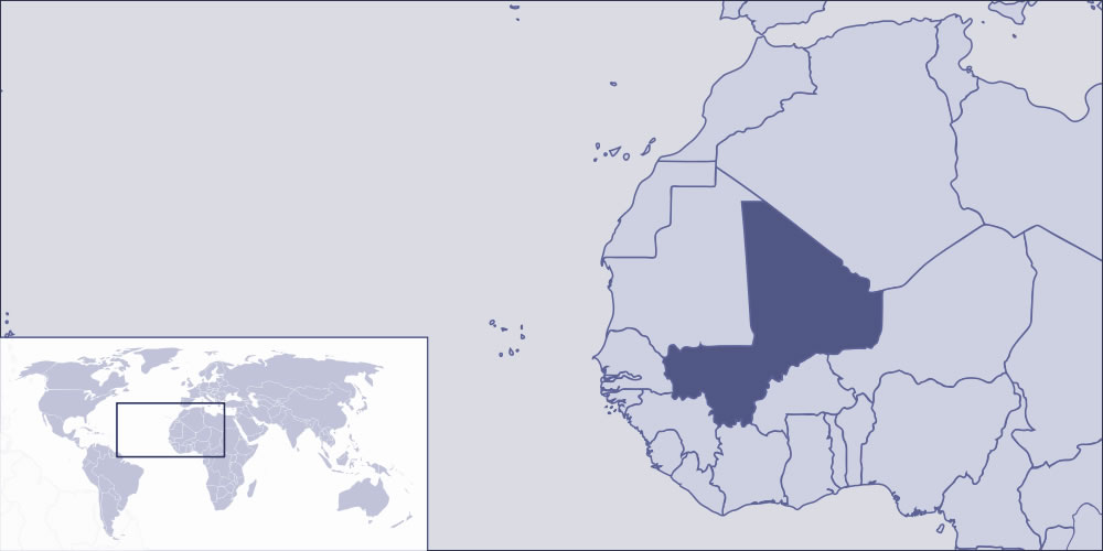 Localiser pays de Mali sur carte du monde