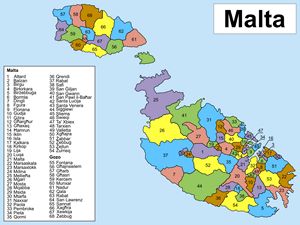 Carte régions Malte