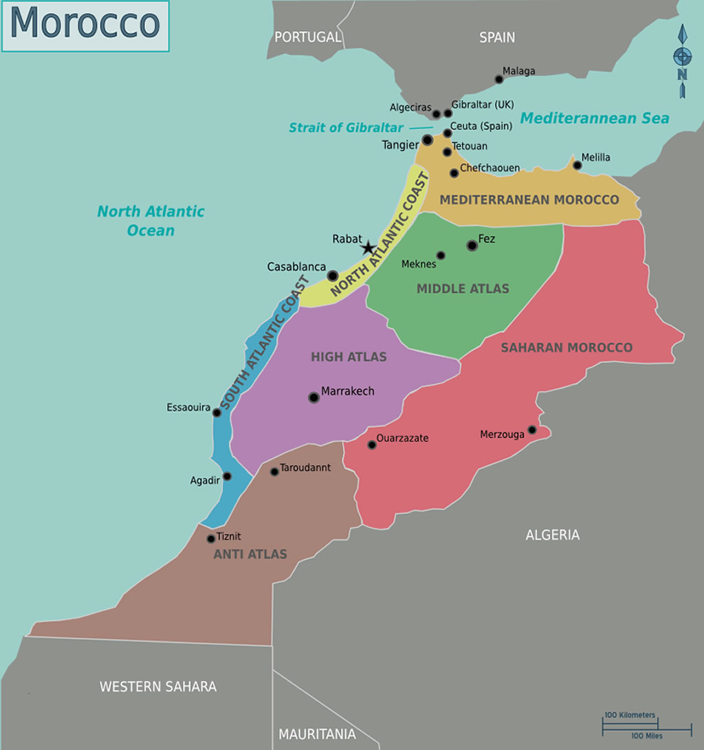 Carte des Atlas du Maroc par région