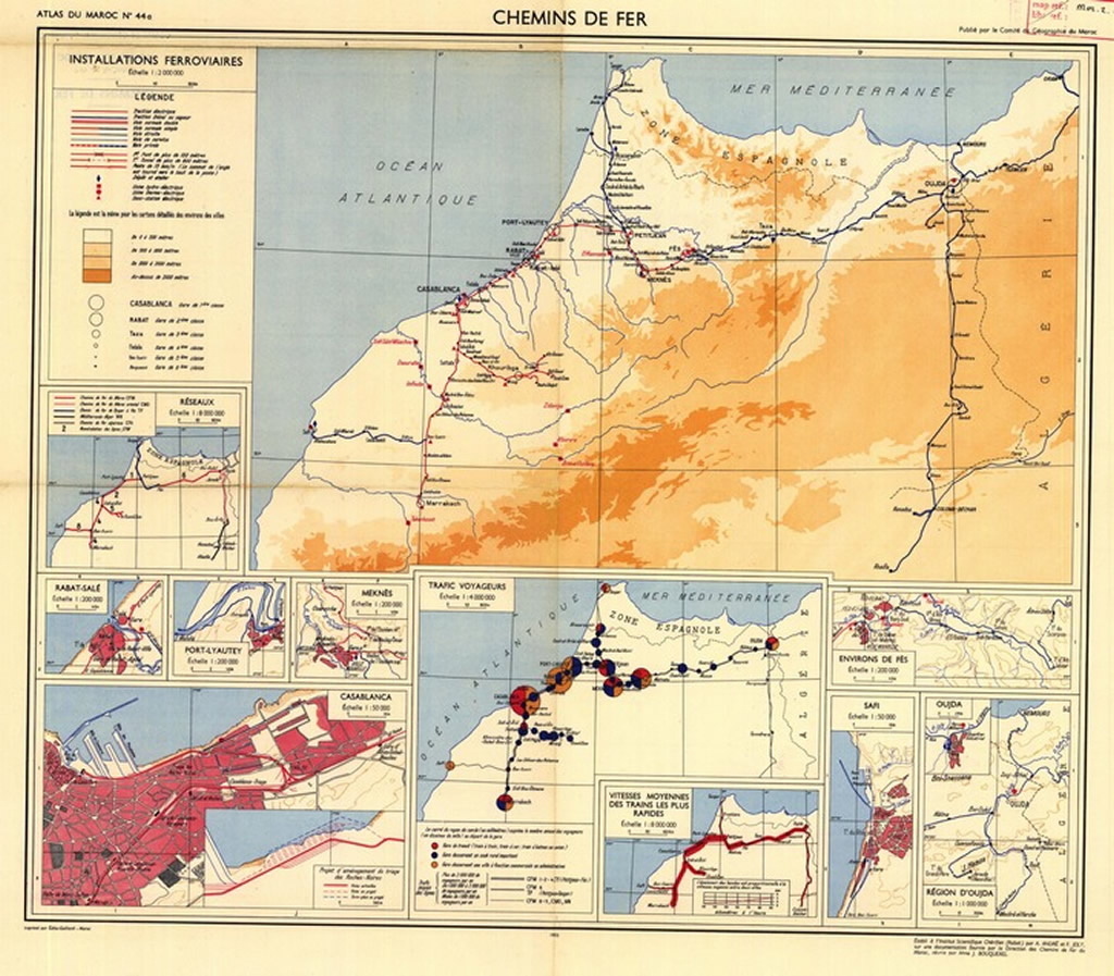 Carte historique du Maroc ancienne ferroviaire