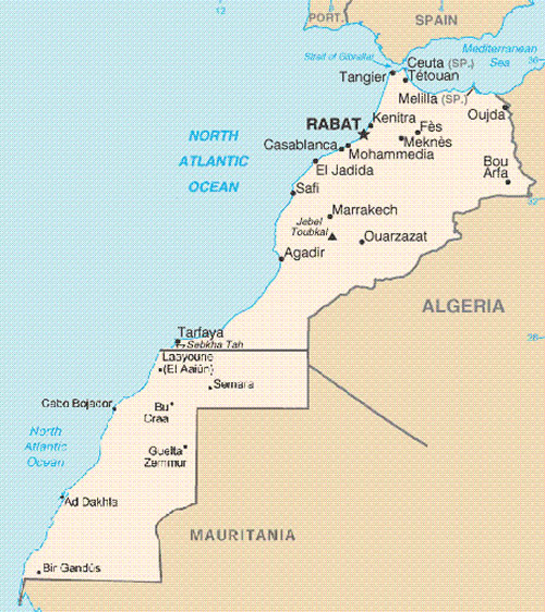 Carte du Maroc avec le Sahara
