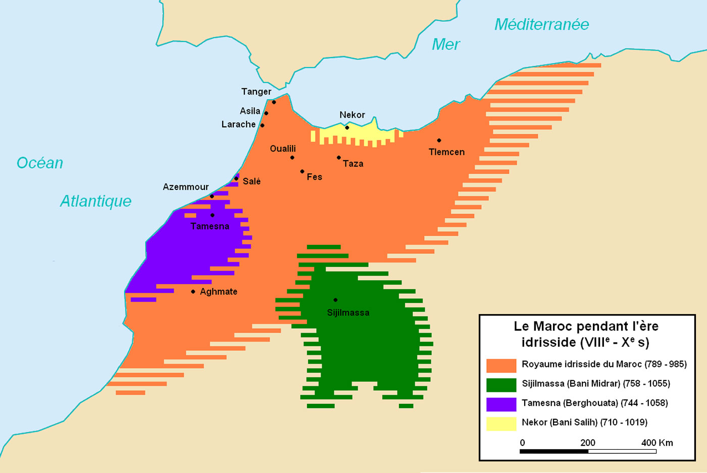 Carte du Maroc idrisside ancienne