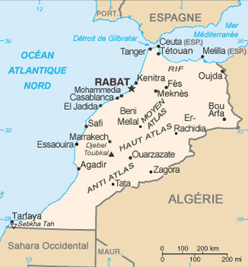 Carte du Maroc sans le Sahara